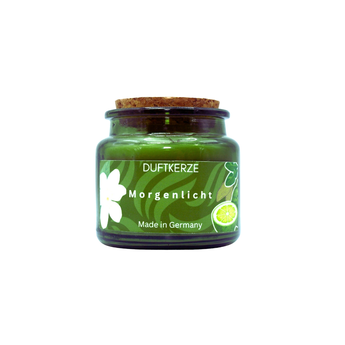 Handgegossene Duftkerze Morgenlicht aus Sojawachs von Haduya im Glas