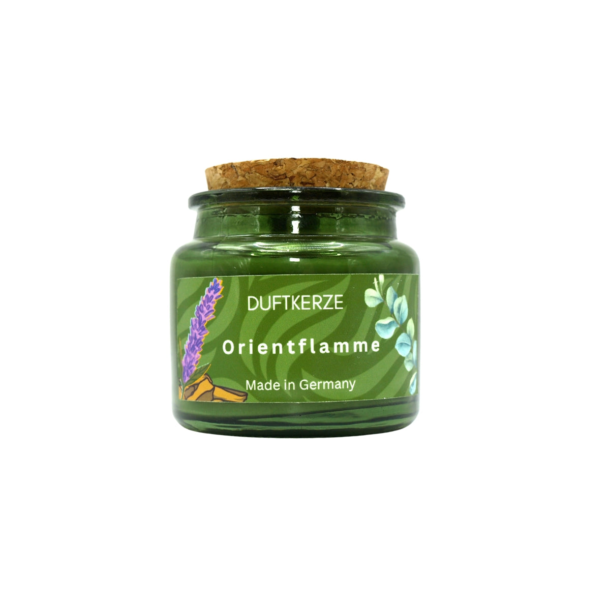 Handgegossene Duftkerze Orientflamme aus Sojawachs von Haduya im Glas
