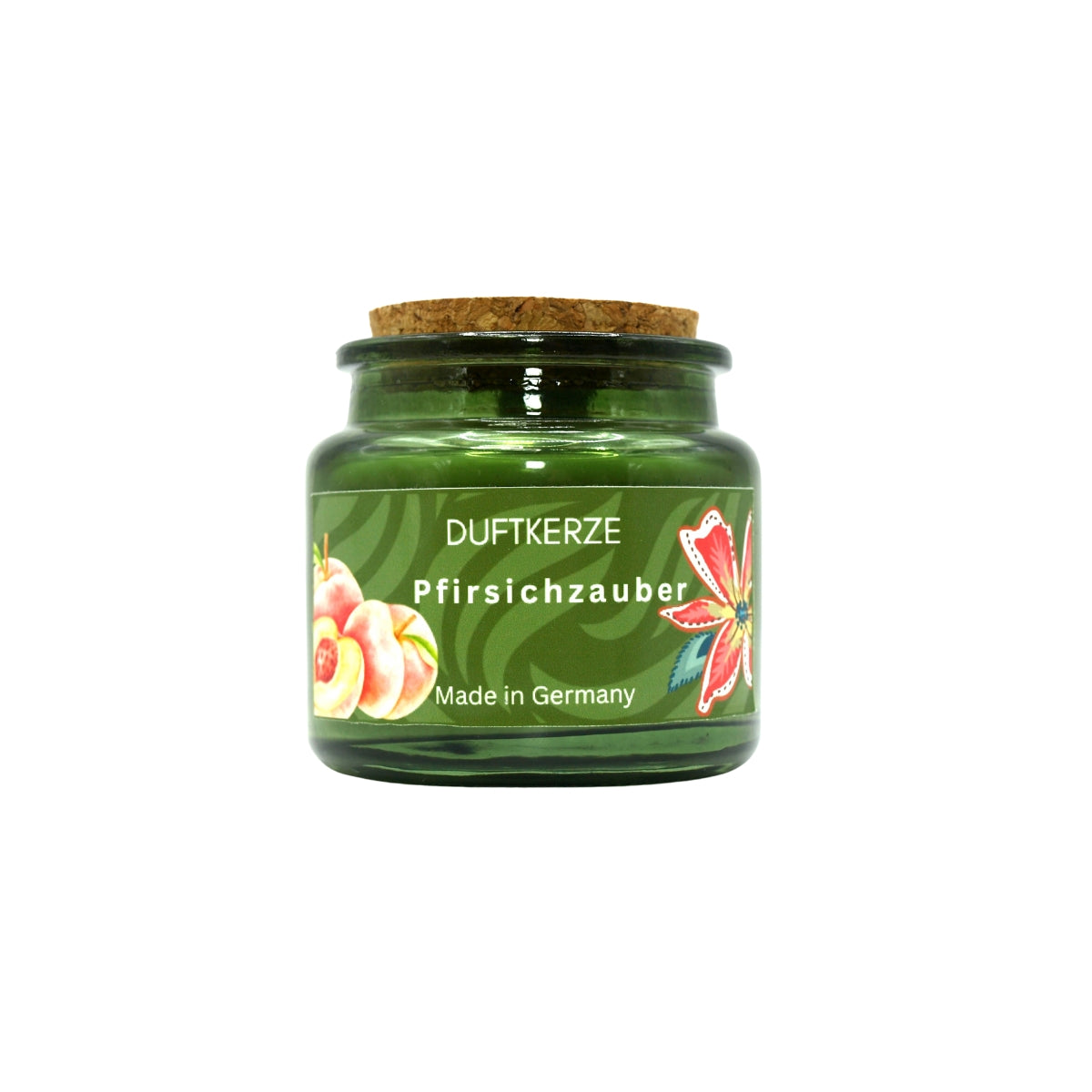 Handgegossene Duftkerze Pfirsichzauber aus Sojawachs von Haduya im Glas