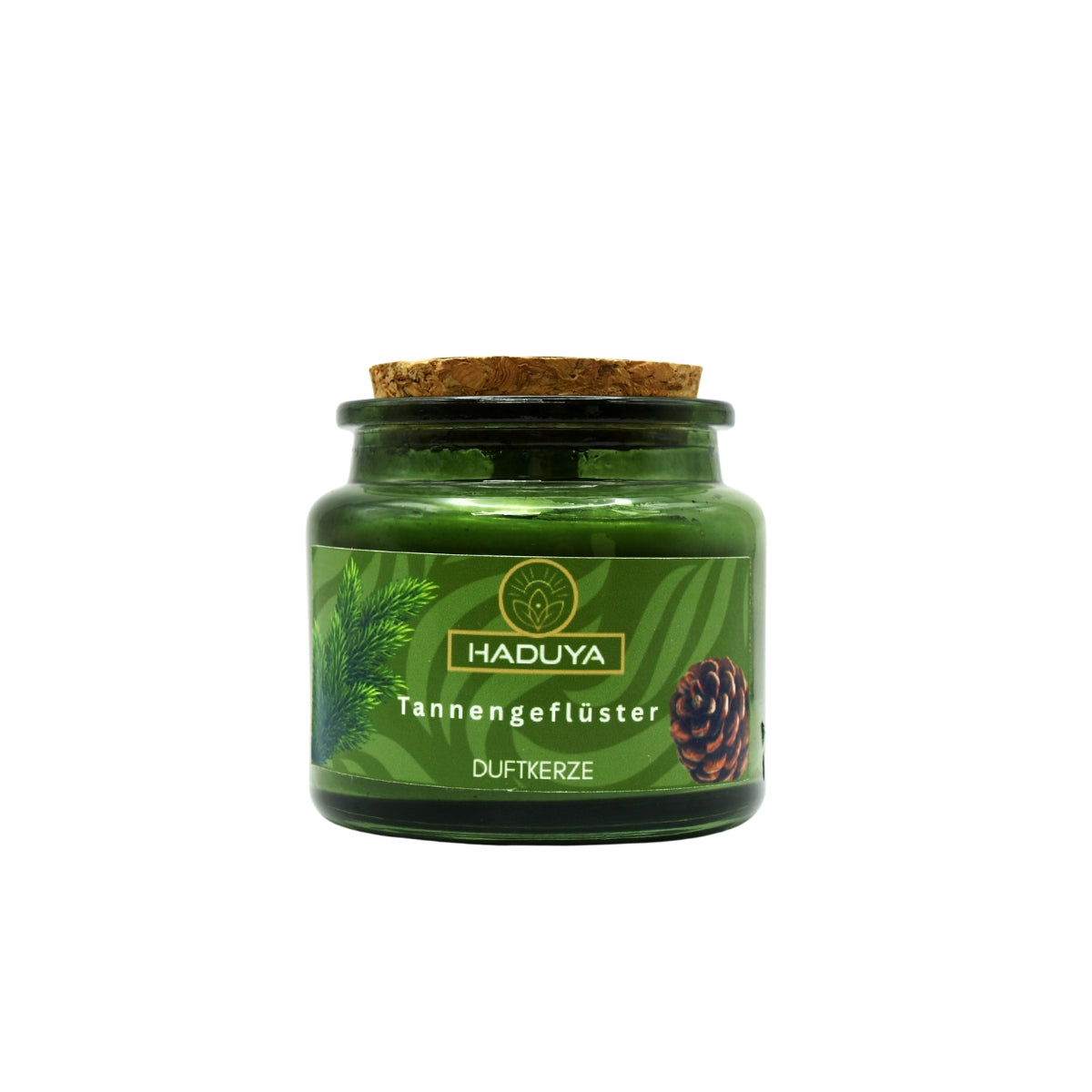 Handgegossene Duftkerze Tannengeflüster aus Sojawachs von Haduya im Glas